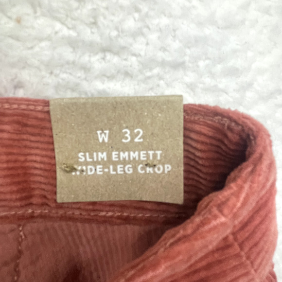 Madewell Pants Womens 32 Orange Corduroy Slim Emmett Wide Leg Crop High Rise - Picture 12 of 15